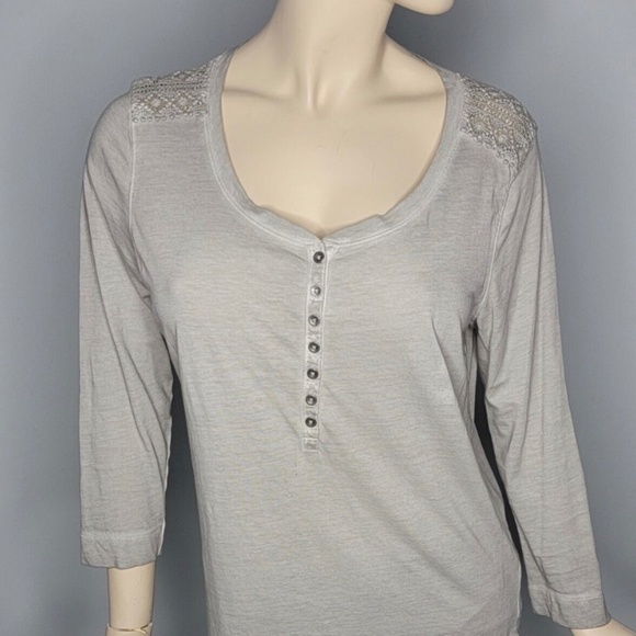 Polo Ralph Lauren Tops - LRL Lauren Ralph Lauren Grey Henley 3/4 sleeve Knit Top